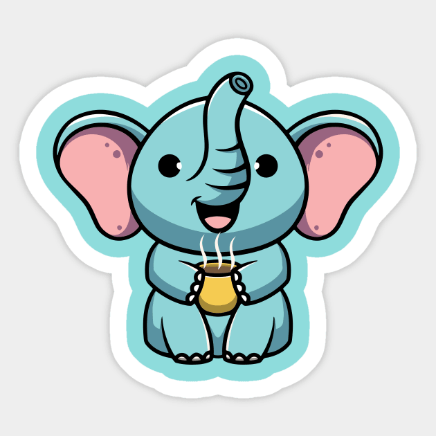 Cute elephant enjoying hot chocolate Sticker by Cubbone